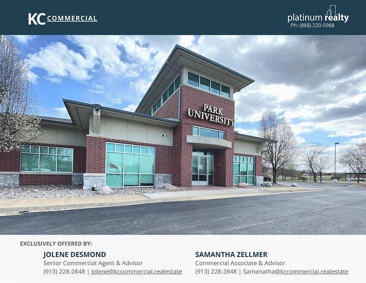 Wide angle view of a modern commercial building in Kansas City